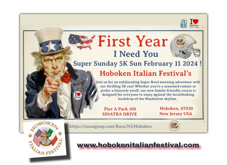 I Need You: Super Sunday 5K, February 11, by Hoboken Italian Festival NJ