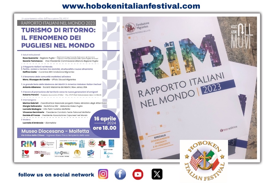 Rapporto Italiani nel Mondo 2023 a Molfetta, Hoboken presente !