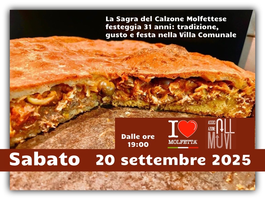 La Sagra del Calzone Molfettese festeggia 31 anni: tradizione, gusto e festa nella Villa Comunale
