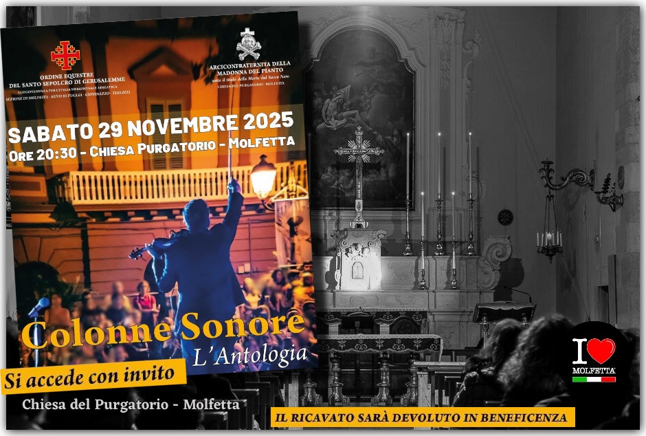 A Molfetta nella Chiesa Purgatorio un Concerto: Colonne Sonore  L Antologia