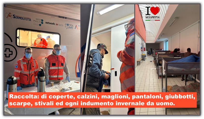 Raccolta da parte dei beneficiari di indumenti, coperte e scarpe invernali