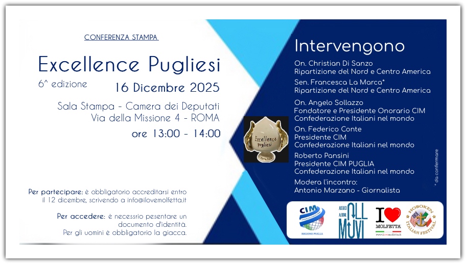 A Roma: Excellence Pugliesi 2025 award ai talenti della Puglia nel mondo A Roma: Excellence Pugliesi 2025 award ai talenti della Puglia nel mondo