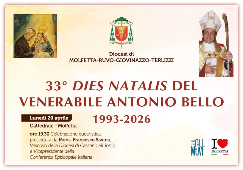 20 aprile la Diocesi, a Molfetta, celebra il 33&deg; Dies Natalis Venerabile don Tonino