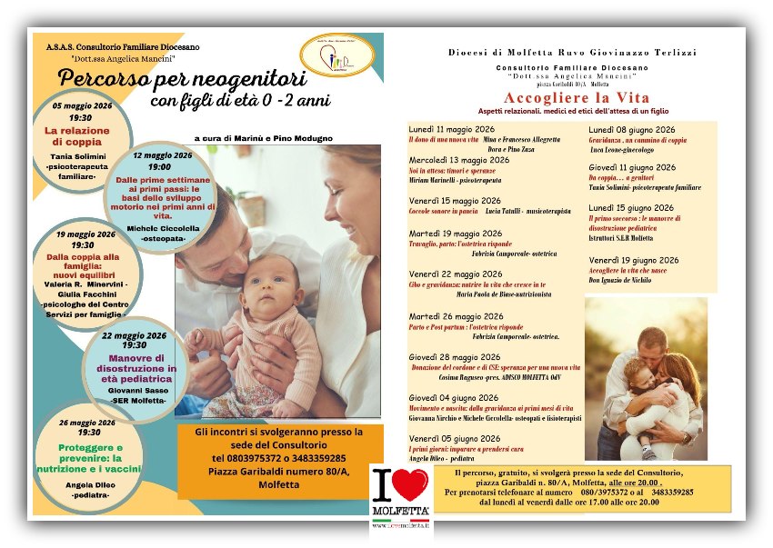 A Molfetta: percorso dedicato ai neogenitori con figli da 0 a 2 anni