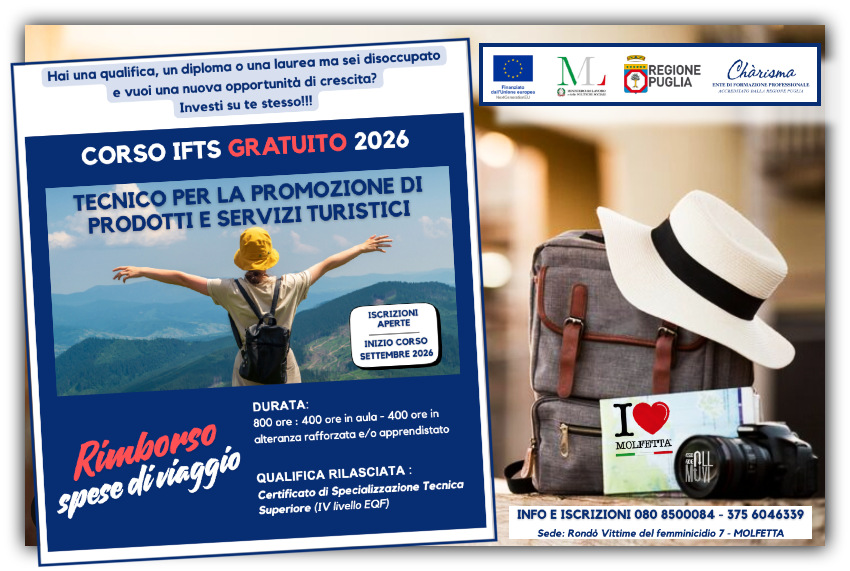 A Molfetta parte il corso IFTS per Tecnico della Promozione Turistica