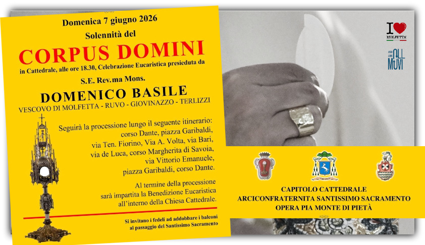 A Molfetta domenica 7 Giugno 2026 il Corpus Domini 