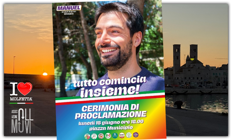 Manuel Minervini proclamato Sindaco di Molfetta: Lunedi' 15 Giugno 