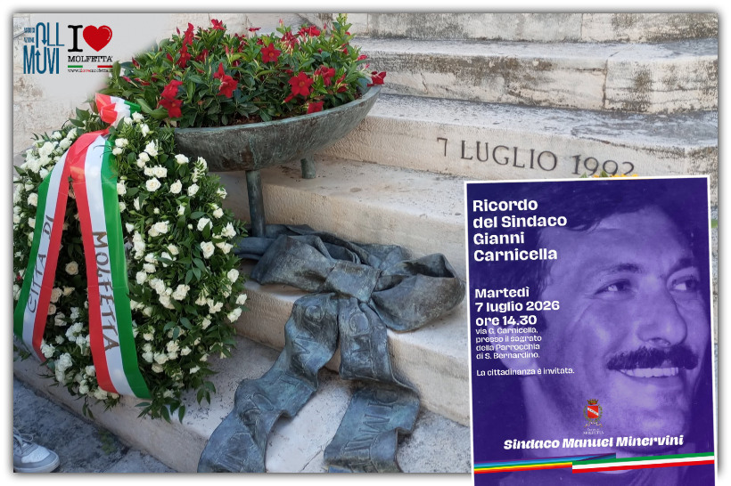 7 luglio 1992: Molfetta ricorda il sacrificio del sindaco Giovanni Carnicella 7 luglio 1992: Molfetta ricorda il sacrificio del sindaco Giovanni Carnicella