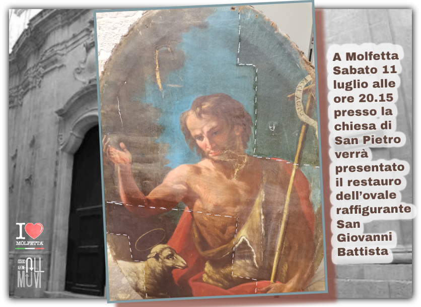A Molfetta operazioni di restauro delle tele del presbiterio della chiesa di San Pietro A Molfetta operazioni di restauro delle tele del presbiterio della chiesa di San Pietro