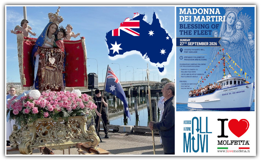 Adelaide celebra la Madonna dei Martiri: il cuore dei molfettesi batte forte anche nel nuovo continente Adelaide celebra la Madonna dei Martiri: il cuore dei molfettesi batte forte anche nel nuovo continente