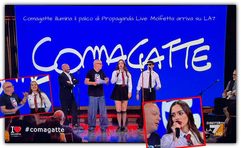 Comagatte illumina il palco di Propaganda Live: Molfetta arriva su LA7