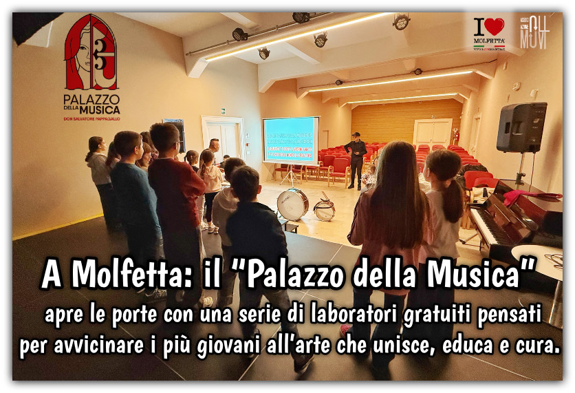A Molfetta la musica e' per tutti: laboratori gratuiti per bambini e ragazzi A Molfetta la musica e' per tutti: laboratori gratuiti per bambini e ragazzi