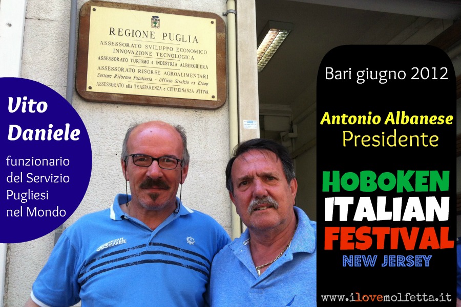 Il Presidente dell'Hoboken Italian Festival in Regione Puglia