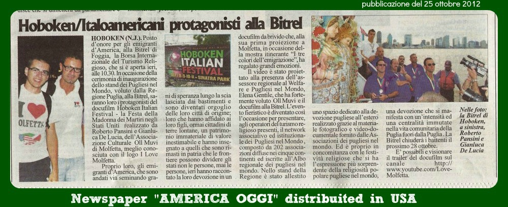 Molfetta sul quotidiano America Oggi 