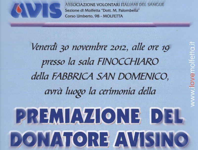 Premiazione del Donatore Avisino