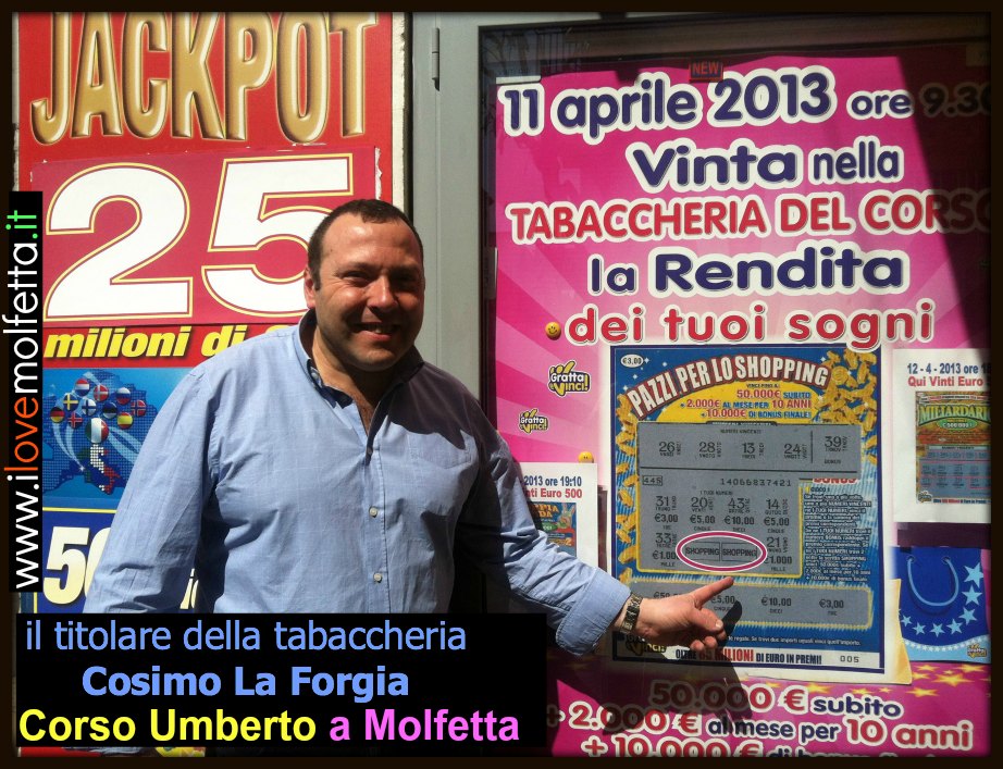 Vinti 300mila euro a Molfetta