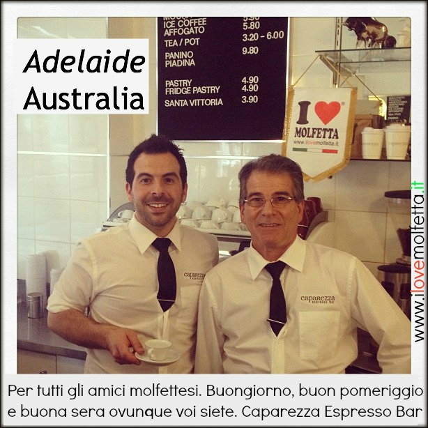 Caparezza espresso bar in Adelaide: I Love Molfetta