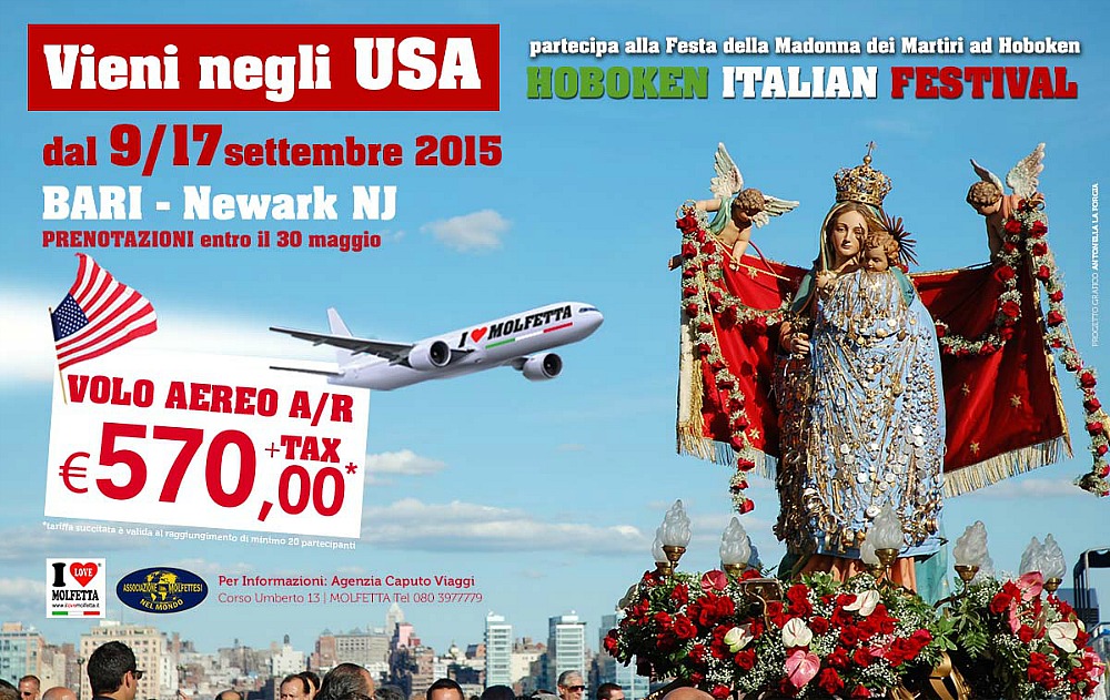 Vola negli U.S.A. partecipa all'Hoboken Italian Festival 