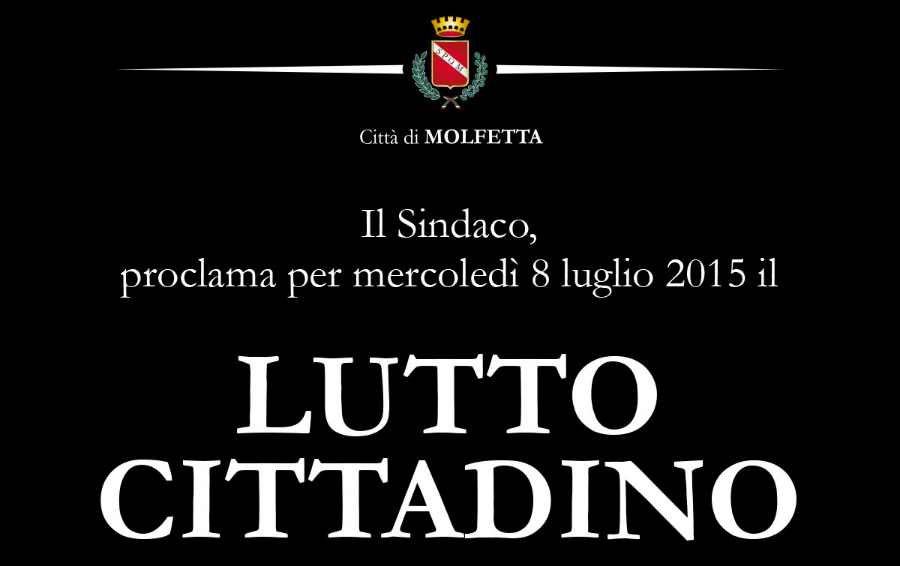 Lutto cittadino a Molfetta