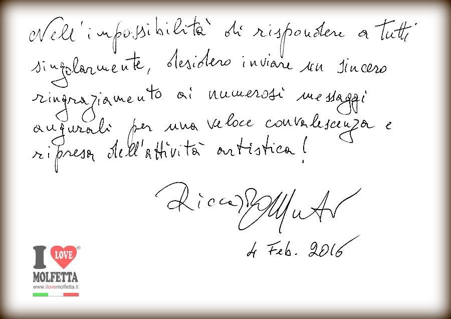 Il Maestro Riccardo Muti ringrazia tutti