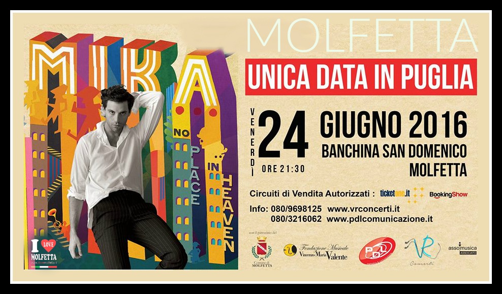 Mika di scena il 24 giugno a Molfetta