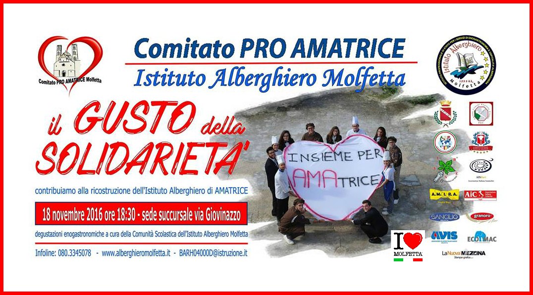 Il Gusto della Solidariet&agrave;, insieme per Amatrice