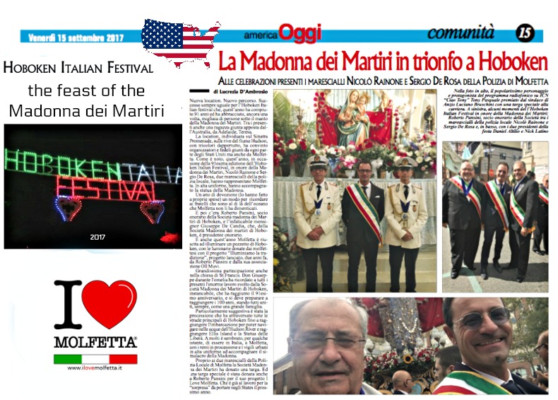 La stampa Americana: Madonna dei Martiri in trionfo ad Hoboken NJ