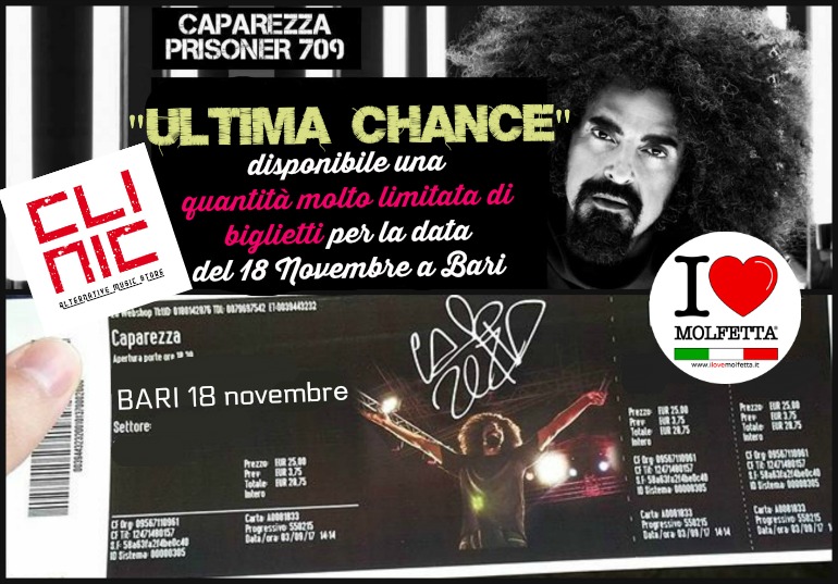 Ultimissimi ticket per il concerto di Caparezza a Bari