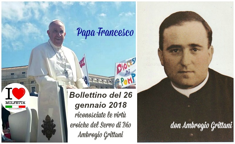 Papa Francesco ha riconosciuto le virtu' eroiche di don Ambrogio Grittani