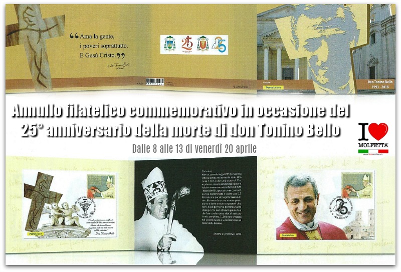 Dedicato a Don Tonino annullo filatelico commemorativo in occasione del 25esimo 