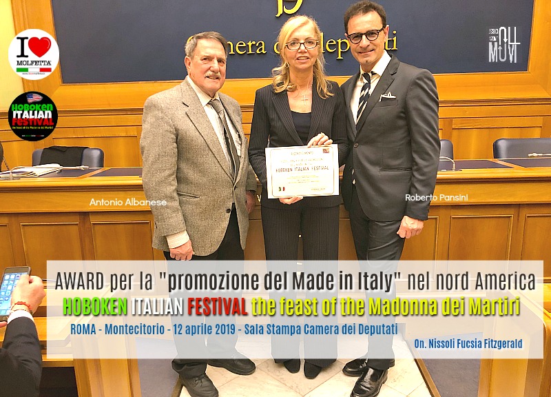 Award meritato alla grande organizzazione dell ' Hoboken Italian Festival