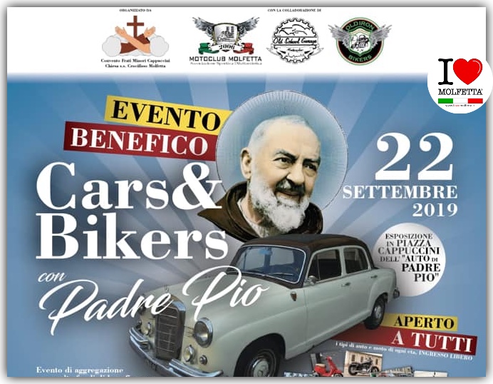 Evento benefico a Molfetta: esposizione auto di Padre Pio