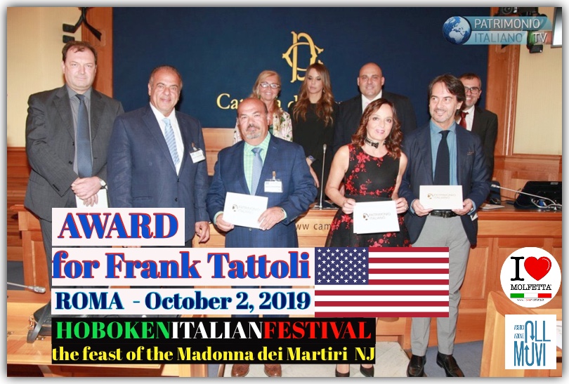 Award per Frank Tattoli consegnato a Roma come ambasciatore dell ' italianita'