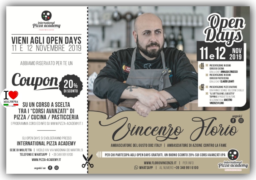 Academy di cucina internazionale a Molfetta: Open Day 11 e 12 novembre