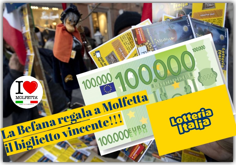 Venduto a Molfetta un biglietto da 100.000 euro della Lotteria Italia 