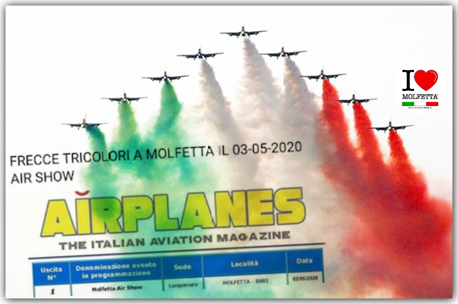 Air show delle Frecce Tricolori a Molfetta 3 maggio 2020