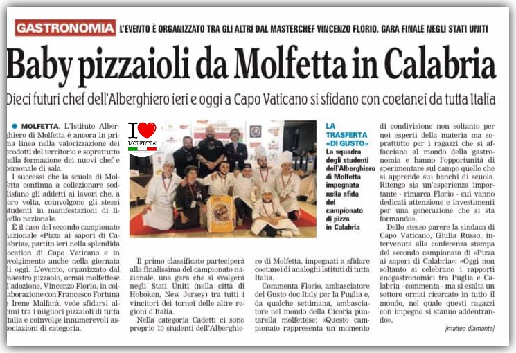 Da Molfetta in Calabria 10 studenti partecipano al Campionato di Pizza