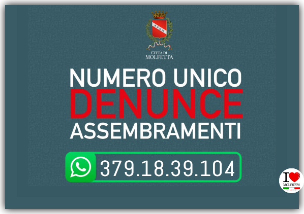 A Molfetta un numero telefonico per denunciare via Whatsapp gli assembramenti