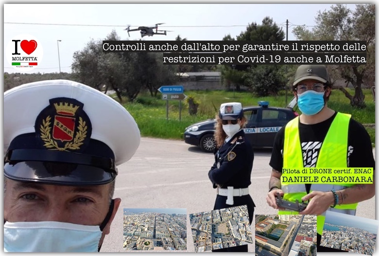 A Molfetta controlli con il drone per garantire il rispetto delle restrizioni