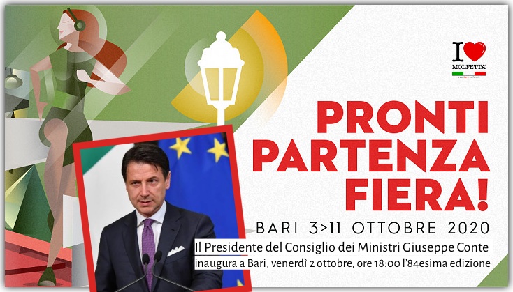 Giuseppe Conte a Bari per inaugurare la Fiera del Levante 2020