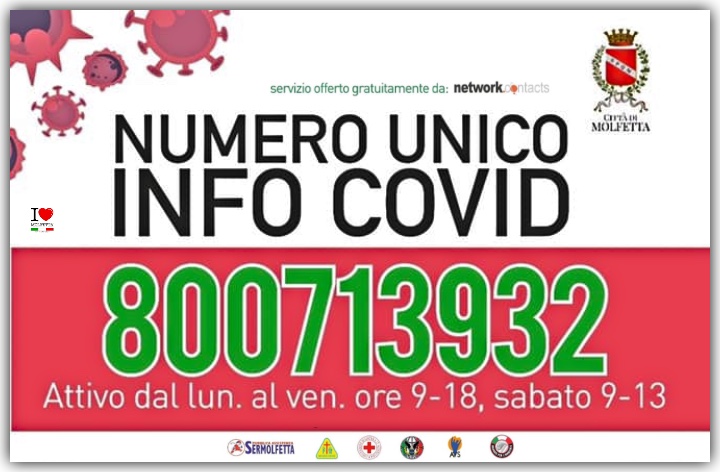 A Molfetta attivo il numero verde: 800.71.39.32 per dare supporto ai cittadini 