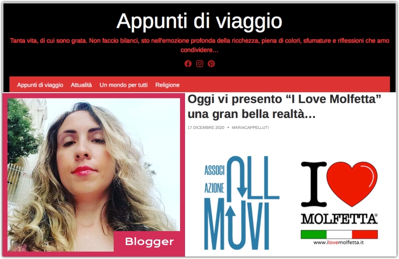 La Blogger Maria C. parla di I Love Molfetta e Associazione Oll Muvi