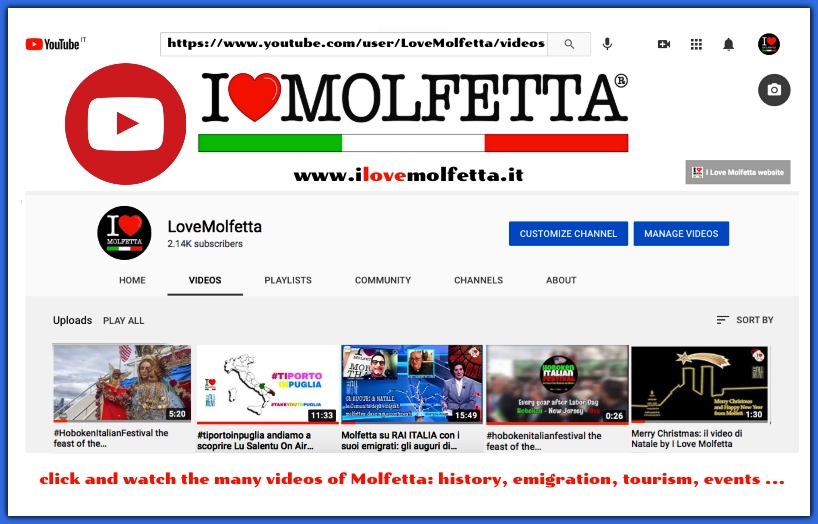 Visita il canale You Tube ilovemolfetta: guarda i tanti video su Molfetta