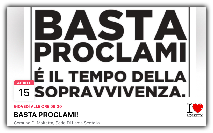 Basta proclami. E' il tempo della sopravvivenza