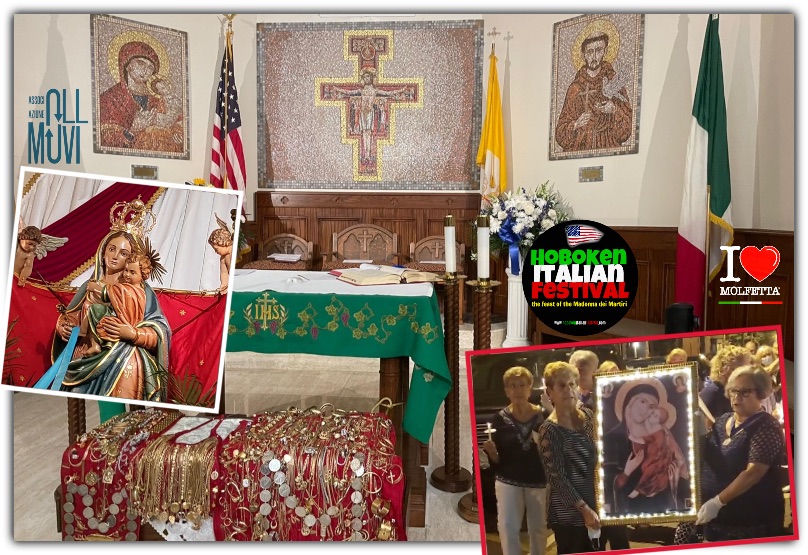 Ad Hoboken la benedizione della nuova stola della Madonna con l ' oro cucito