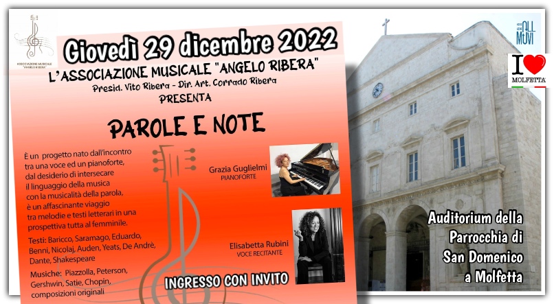 Parole e Note: pianoforte e voce recitante a Molfetta