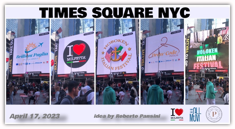 Molfetta, la Puglia e Hoboken sugli schermi di Times Square NYC