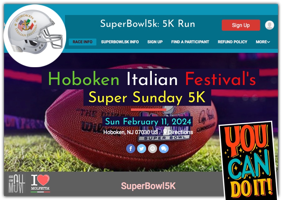 Hoboken Italian Festival: Super Sunday 5K Sun February 11 2024