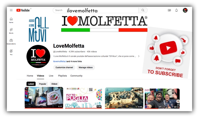 YouTube Channel ilovemolfetta cresce sempre piu', iscriviti anche Tu!